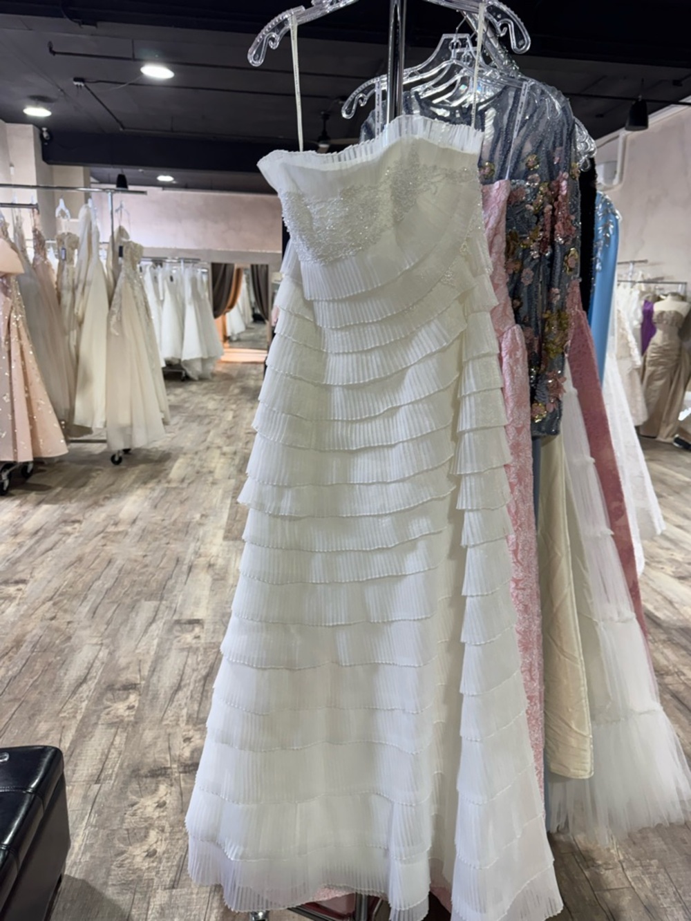 White Tiered Maxi Dress with Pleated Ruffle Layers